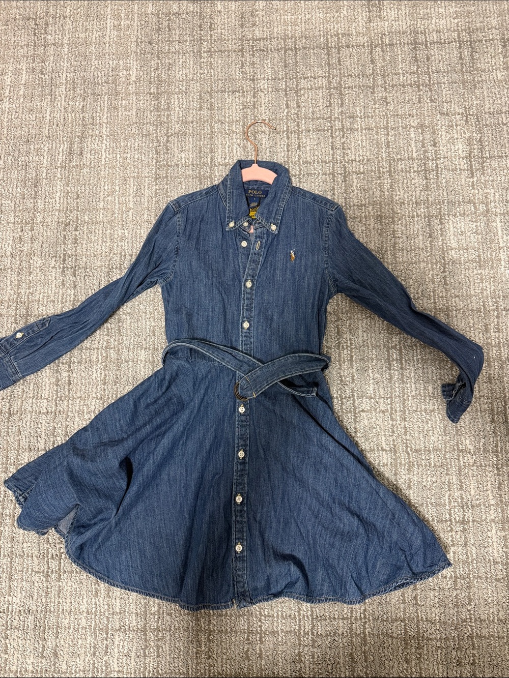 Ralph Lauren Girls' Indigo Denim Shirt Dress with Belt